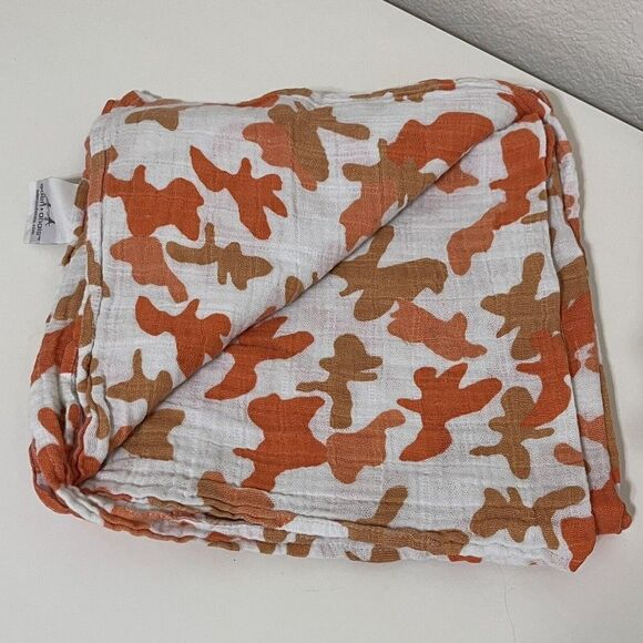 Aden + Anais Orange Camo Baby Swaddle Blanket Lovey Muslin Cotton Camouflage - Picture 4 of 7